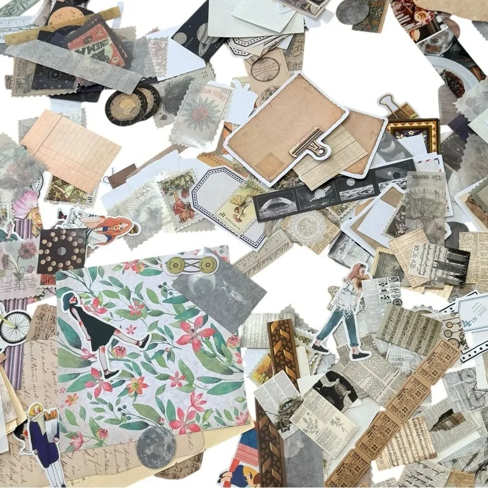 Junk Journal Bundle Assorted Crafting Scrapbook Supplies Stickers Ephemera.